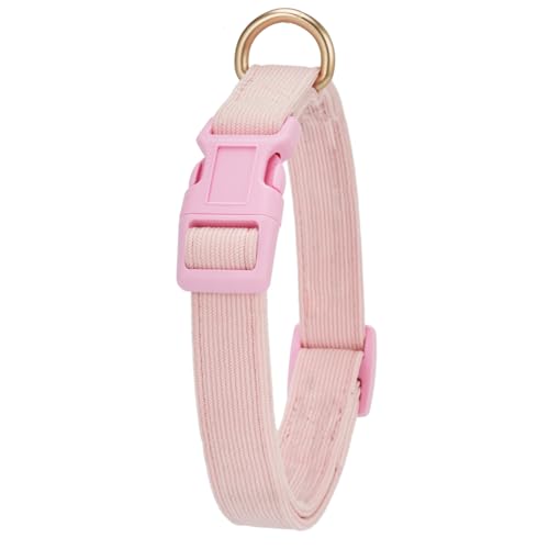 Petiry Leichtes, bequemes Hundehalsband, klein, sanft zur Haut mit robuster Kunststoffschnalle, Samt-Halsband für kleine Hündinnen, Hellrosa, Größe S von Petiry