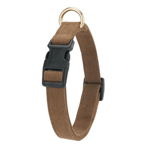 Petiry Leichtes, bequemes Hundehalsband, klein, sanft zur Haut mit robuster Kunststoffschnalle, Samt-Welpenhalsband für kleine männliche Hunde, Hals, Braun, Größe S von Petiry