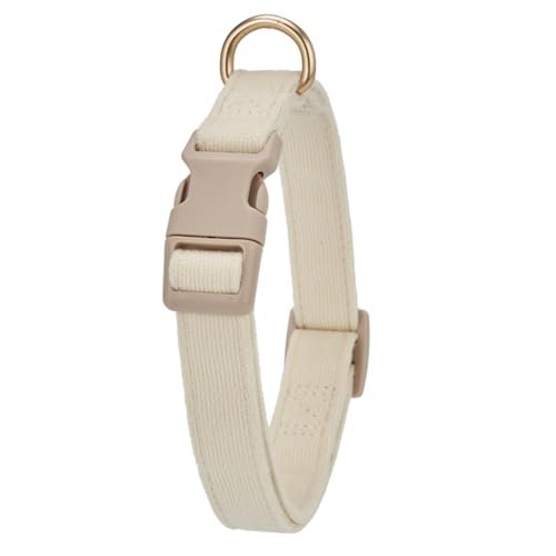 Petiry Leichtes, bequemes Hundehalsband, sanft zur Haut mit robuster Kunststoffschnalle, weiches Samt, Welpenhalsband für kleine Hunde, Weiß, Größe S von Petiry