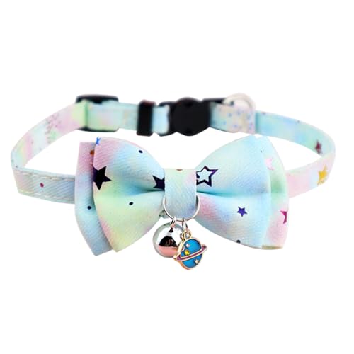 Petiry Starry Galaxy Katzenhalsband mit Fliege und Glöckchen, Breakaway-Kätzchen-Halsband mit planetarischem Charm, Blau gemischt Petiry Starry Galaxy Katzenhalsband mit Fliege und Glöckchen, Breakaway-Kätzchen-Halsband mit planetarischem Charm, Blau gemischt von Petiry