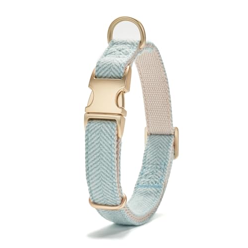 Petiry Tweed-Hundehalsband mit seitlicher Metallschnalle, stilvolles, strapazierfähiges Baumwollgewebe, Hundehalsband für kleine Hunde, Halsumfang 25–38 cm, Blau Petiry Tweed-Hundehalsband mit seitlicher Metallschnalle, stilvolles, strapazierfähiges Baumwollgewebe, Hundehalsband für kleine Hunde, Halsumfang 25–38 cm, Blau von Petiry