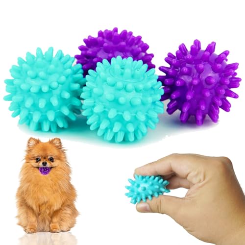 Petite Paws Spiky Hundeball, 4,6 cm, quietschendes Spielzeug für kleine Hunde, aggressives Kauen, Welpen, Zahnspielzeug, Hundeball für Training und Zahnreinigung, 4 Stück Petite Paws Spiky Hundeball, 4,6 cm, quietschendes Spielzeug für kleine Hunde, aggressives Kauen, Welpen, Zahnspielzeug, Hundeball für Training und Zahnreinigung, 4 Stück von Petite Paws