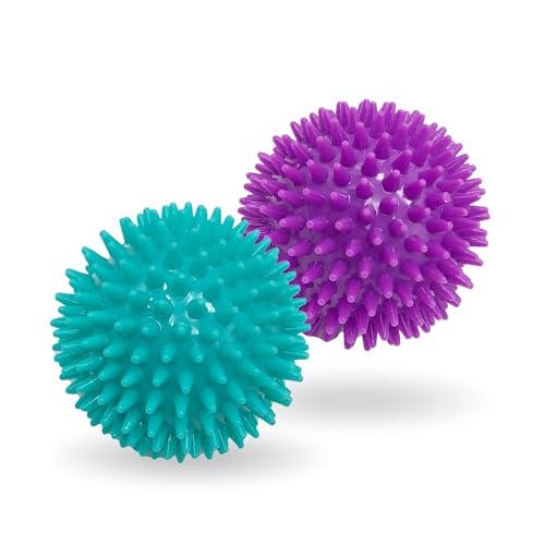 Petite Paws Spiky Hundeball, 7,6 cm, quietschendes Spielzeug für kleine bis mittelgroße Hunde, aggressives Kauen, Welpen, Zahnspielzeug, Hundeball für Training und Zahnreinigung, 2 Stück von Petite Paws