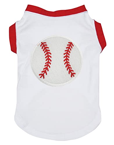 Petitebella Baseball-Hunde-Shirt, Größe L, Weiß von Petitebella