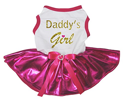 Petitebella Daddy's Girl Hundekleid mit weißem Tutu, Gr. XXXL, Pink von Petitebella