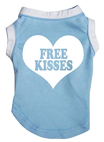 Petitebella Free Kiss Hunde-Shirt mit Herzmotiv, Hellblau, Größe XXL von Petitebella