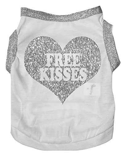 Petitebella Free Kiss Hunde-Shirt mit Herzmotiv, Weiß / silberfarben Petitebella Free Kiss Hunde-Shirt mit Herzmotiv, Weiß / silberfarben von Petitebella