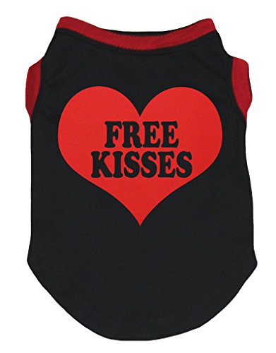 Petitebella Free Kisses Hemd für Welpen, mit roten Herzen, Baumwolle, Schwarz, XXX-Large, schwarz von Petitebella