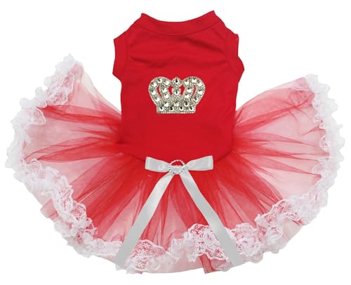 Petitebella Gems Crown Hundekleid für Welpen, Rot/Rot/Weiß, Spitze, Größe S Petitebella Gems Crown Hundekleid für Welpen, Rot/Rot/Weiß, Spitze, Größe S von Petitebella