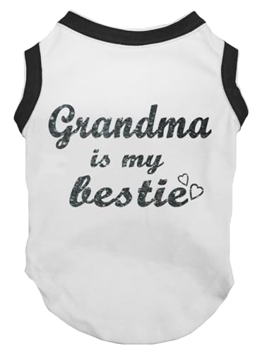 Petitebella Grandma is My Bestie Hunde-Shirt für Welpen, Weiß/Schwarz, Größe XXXL von Petitebella