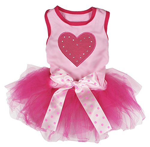 Petitebella Hot Pink Heart Puppy Dog Dress (Pink/Hot Pink, Large) von Petitebella