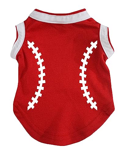 Petitebella Hunde-Shirt mit Baseball-Aufdruck, Rot, Größe XXL von Petitebella