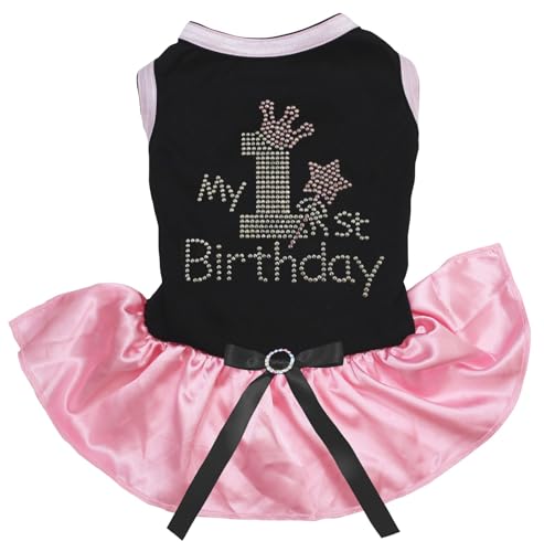 Petitebella Hundekleid mit Strasssteinen, Aufschrift "My 1st Birthday", Schwarz / Rosa, Größe S Petitebella Hundekleid mit Strasssteinen, Aufschrift "My 1st Birthday", Schwarz / Rosa, Größe S von Petitebella
