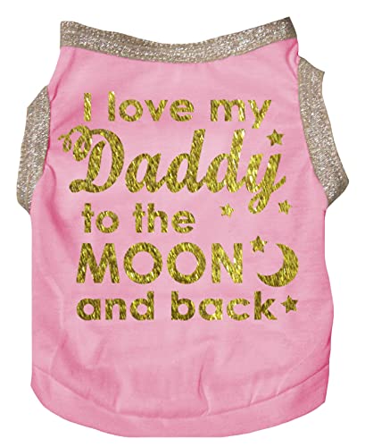 Petitebella I Love My Daddy to The Moon Hunde-Shirt, Rosa, Größe XL von Petitebella
