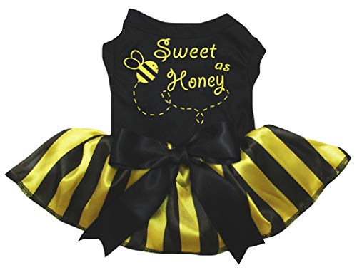 Petitebella Little Bee Hundekleid mit Tutu, Schwarz/Gelb gestreift, X-Large, Sweet As Honey von Petitebella
