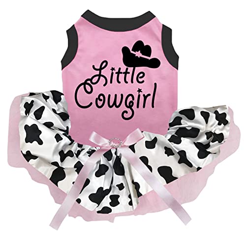 Petitebella Little Cowgirl Hundekleid für Welpen, Rosa/Kuh, Größe XXXL von Petitebella