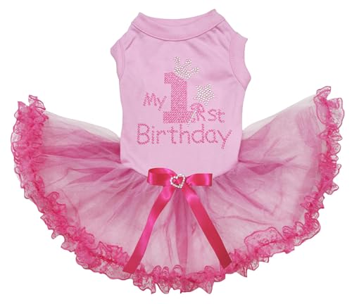 Petitebella Pinkes Hundekleid mit Strasssteinen, Aufschrift "My 1st Birthday", Größe L, Rosa / Rosa Petitebella Pinkes Hundekleid mit Strasssteinen, Aufschrift "My 1st Birthday", Größe L, Rosa / Rosa von Petitebella