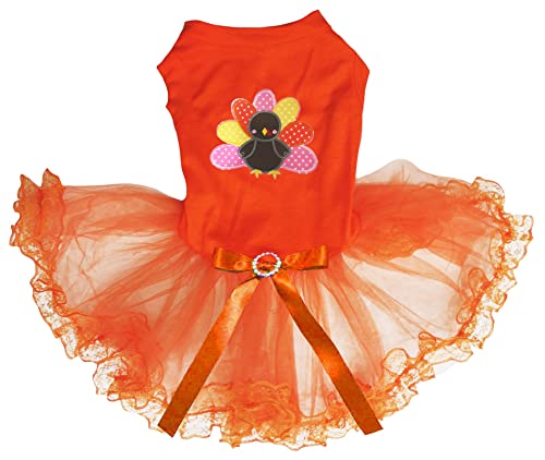 Petitebella Rainbow Turkey Hundekleid für Welpen, Orange/Spitze, Größe M von Petitebella