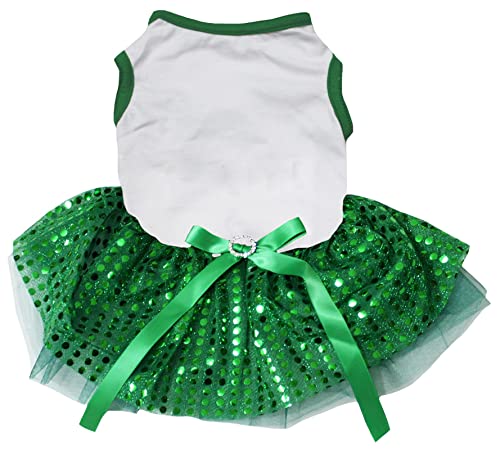 Petitebella Tutu-Hundekleid, einfarbig, Pailletten, Weiß/Grün, Größe XL Petitebella Tutu-Hundekleid, einfarbig, Pailletten, Weiß/Grün, Größe XL von Petitebella