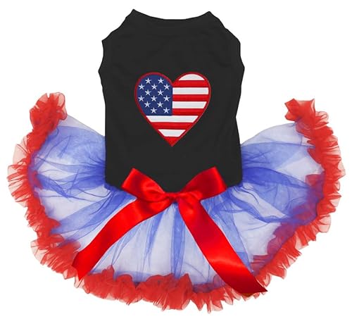 Petitebella USA Heart Puppy Hundekleid (Schwarz/Blau-Rot, Größe S) von Petitebella