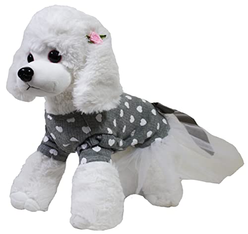 Petitebella Valentinstags-Hundekleid mit Herzen, Fleece, Größe S, Grau von Petitebella