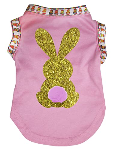 Petitebella Bling Gold Bunny Hunde-Shirt für Welpen, Rosa / Kükeneier, Größe S von Petitebelle