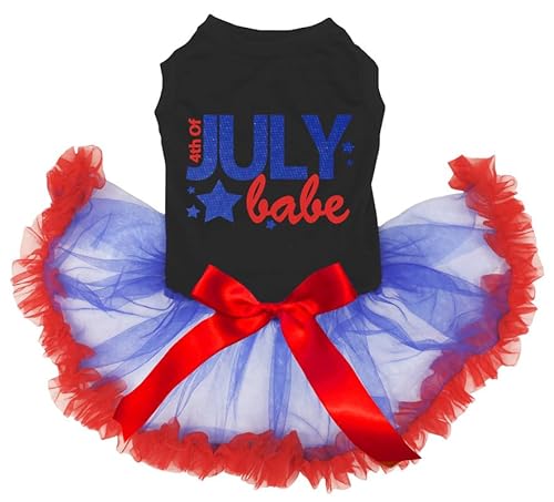 Petitebelle 4. Juli Babe Hundekleid für Welpen, Schwarz / Blau / Rot, Größe M von Petitebelle