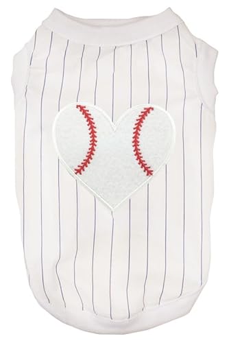 Petitebelle Baseball-Hunde-Shirt, Herzmotiv, Weiß / Blau gestreift, Größe M Petitebelle Baseball-Hunde-Shirt, Herzmotiv, Weiß / Blau gestreift, Größe M von Petitebelle