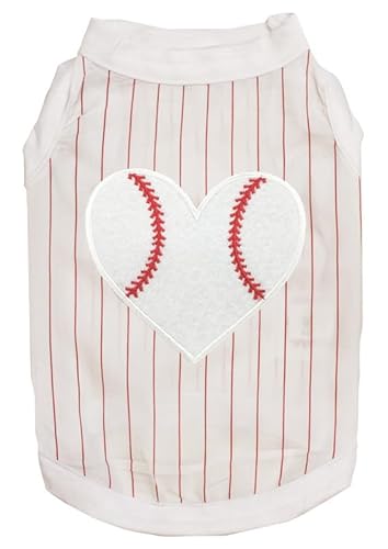 Petitebelle Baseball-Hunde-Shirt, Herzmotiv, Weiß / Rot gestreift, Größe XL Petitebelle Baseball-Hunde-Shirt, Herzmotiv, Weiß / Rot gestreift, Größe XL von Petitebelle