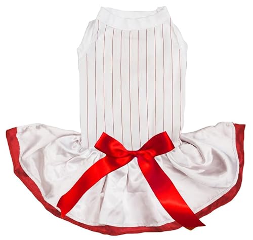 Petitebelle Baseballkleid für Welpen, gestreift, Weiß und Rot, Größe S Petitebelle Baseballkleid für Welpen, gestreift, Weiß und Rot, Größe S von Petitebelle