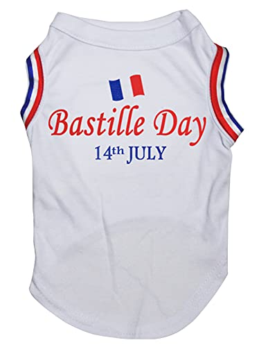 Petitebelle Bastille Day 14th Juli Welpen-Hunde-Shirt, Weiß, Größe S von Petitebelle