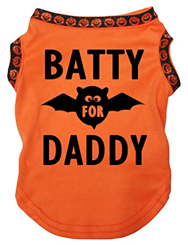 Petitebelle Batty For Daddy Hunde-Shirt für Welpen, Orange/Kürbis-Saum, Größe XXXL von Petitebelle