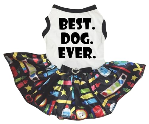 Petitebelle Best Dog Ever Hundekleid für Welpen, Weiß, Schreibwaren, Größe XXXL von Petitebelle