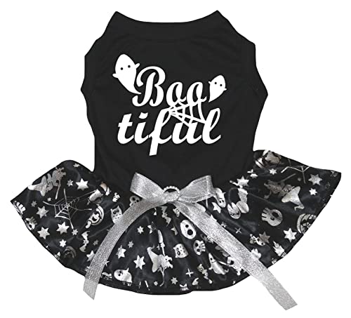 Petitebelle Boo Tiful Hundekleid für Welpen, Schwarz/Silberfarben, Größe XXL von Petitebelle