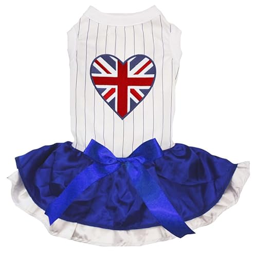 Petitebelle Britain Heart Hundekleid für Welpen, gestreift, Blau-Weiß, Größe S Petitebelle Britain Heart Hundekleid für Welpen, gestreift, Blau-Weiß, Größe S von Petitebelle