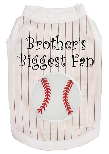 Petitebelle Brother's Biggest Fan Baseball-Hemd für Welpen, Weiß und Rot gestreift, Größe XXXL Petitebelle Brother's Biggest Fan Baseball-Hemd für Welpen, Weiß und Rot gestreift, Größe XXXL von Petitebelle