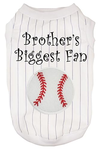 Petitebelle Brother's Biggest Fan Baseball-Hunde-Shirt, weiß/blau gestreift, Größe XXL Petitebelle Brother's Biggest Fan Baseball-Hunde-Shirt, weiß/blau gestreift, Größe XXL von Petitebelle