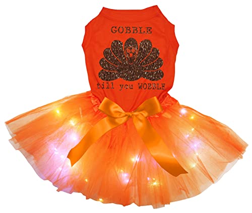 Petitebelle Brown Gobble Turkey Till You Wackelkleid für Welpen, Orange / Orange, LED, Größe XXXL von Petitebelle