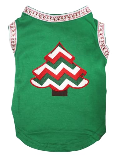 Petitebelle Chevron Hunde-Shirt mit Weihnachtsbaum-Motiv, Grün/Rentiere, Größe XXXL) von Petitebelle