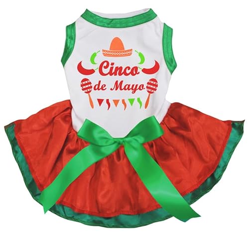 Petitebelle Cinco De Mayo Welpenkleid im mexikanischen Stil (weiß/rot grün, Größe M) von Petitebelle