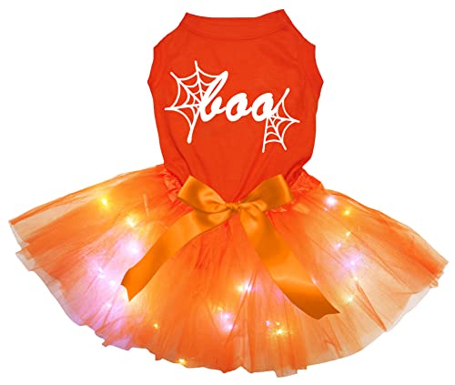 Petitebelle Cobweb Boo Hundekleid für Welpen, orange/orange LED, Größe XXXL von Petitebelle