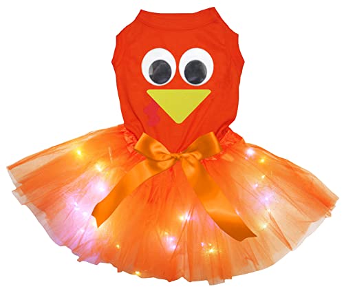 Petitebelle Cute Turkey Face Puppy Dog Dress (Orange/Orange LED, XXX-Large) von Petitebelle