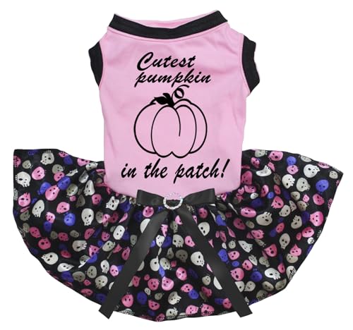 Petitebelle Cutest Pumpkin In The Patch Welpenkleid für Welpen, Rosa/Regenbogen-Totenkopf, Größe S Petitebelle Cutest Pumpkin In The Patch Welpenkleid für Welpen, Rosa/Regenbogen-Totenkopf, Größe S von Petitebelle