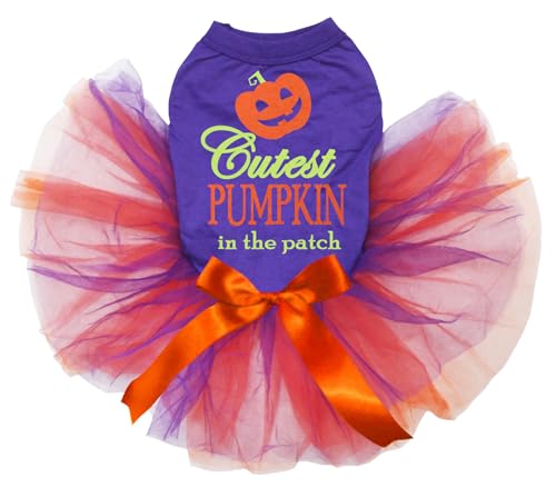Petitebelle Cutest Smile Pumpkin in The Patch Welpenkleid für Welpen, Violett/Orange-Violett, Größe XXX-Large von Petitebelle