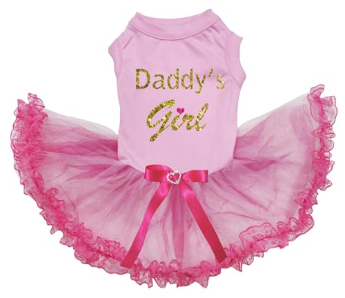 Petitebelle Daddy's Girl Welpen-Hundekleid (Rosa/Rosa Spitze, Größe XS) von Petitebelle