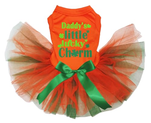 Petitebelle Daddy's Little Lucky Charm Welpenkleid (Orange/Orange-Grün, XXXL) von Petitebelle
