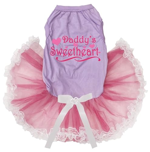 Petitebelle Daddy's Sweet Heart Welpenkleid (Lavendel/Rosa Spitze, Größe S) von Petitebelle
