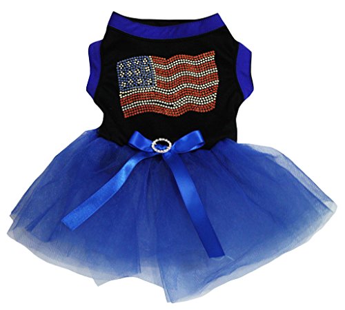 Petitebelle Hundekleidung mit Amerika-Flagge, Königsblau, Größe XXL, Schwarz von Petitebelle