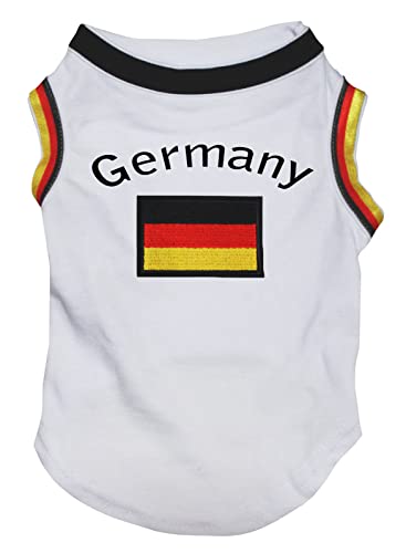 Petitebelle Deutschland & Flagge Welpe Hundehemd (weiß/deutschland Saum, Medium) von Petitebelle