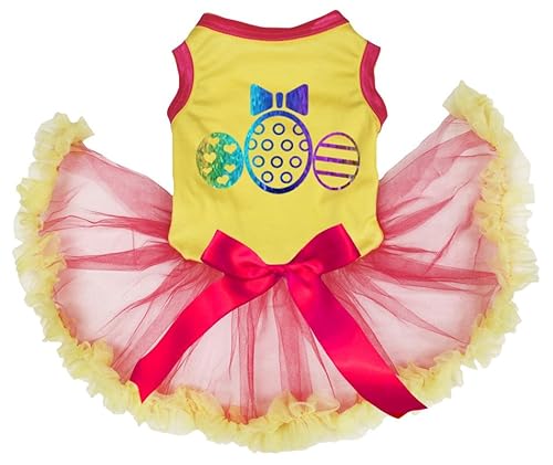 Petitebelle Dreifach-Regenbogen-Ostereier-Welpenkleid (Gelb/Rot, XXXL) von Petitebelle